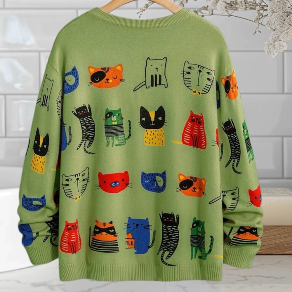 Sweater cats  size large small and medium new SMALL MEDIUM LARGE XL - Picture 3 of 5